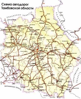 Схема автодорог Тамбовской области (Категория фото: Карты)